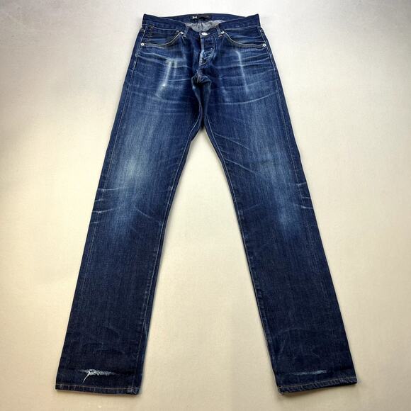 3x1 Selvedge Jeans Mens 29 Blue Denim M3 Slim Straight Leg Dark Stone Wash USA - Picture 1 of 16